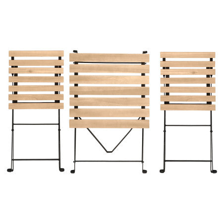 Set 3 pcs Mesa 2 Sillas Madera Clara Patas Metal