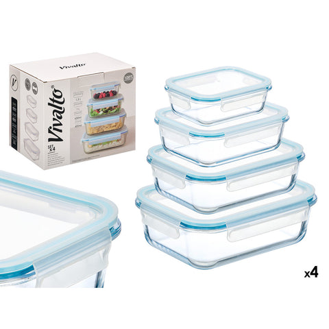 Set 4 Fiambreras Borosilicato Rectangulares