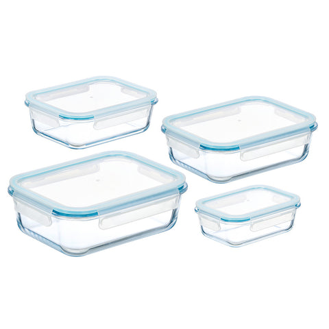 Set 4 Fiambreras Borosilicato Rectangulares