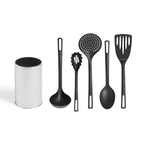 Set 5 Utensilios Soporte Acero