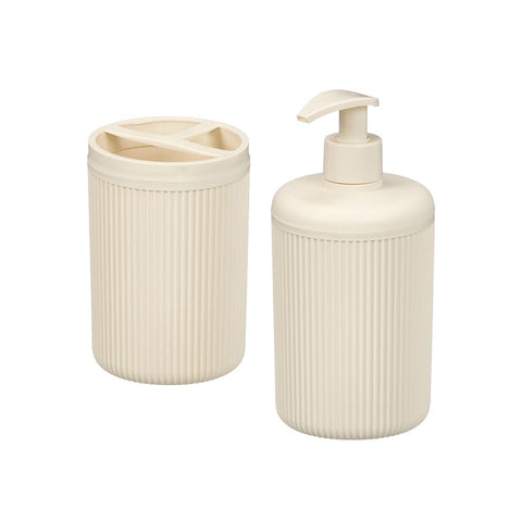 Set Dispensador Vaso Rayas Blanco