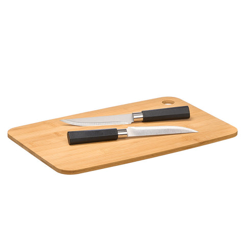 Set Tabla Bambú con 2 Cuchillos