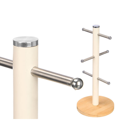 Soporte 6 Tazas Base Bambú Colección Crema