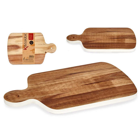 Tabla de Cortar Madera Borde Blanco 40cm
