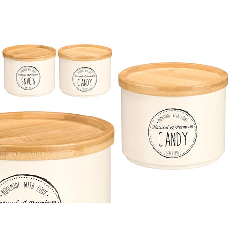 Tarro Apilable Tapa Bambú surtido 2 modelos Colección Crema