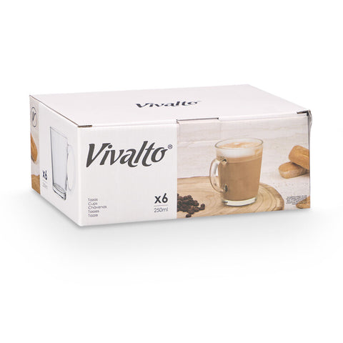 Pack 6 Tazas Desayuno Asa Cónica 250ml