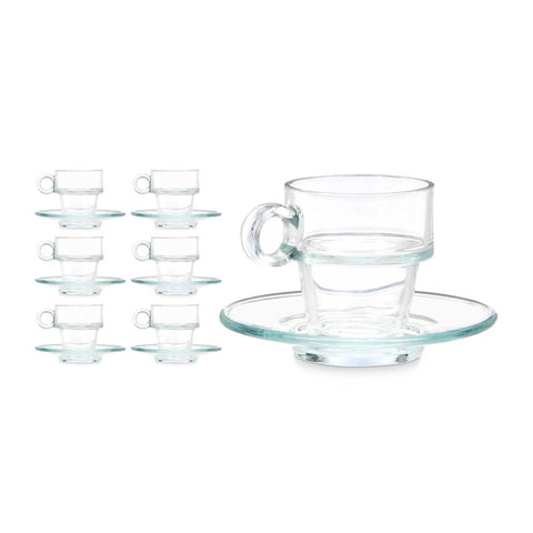 Taza Vidrio Café 90ml con Plato