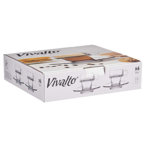 Taza Vidrio Café 90ml con Plato