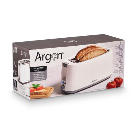 Tostadora Doble Larga Blanca 1400W Argón