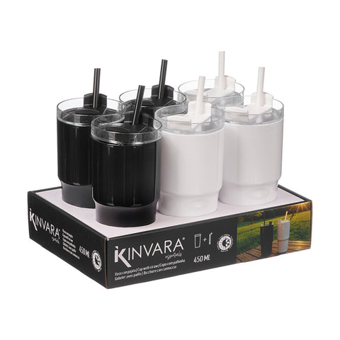 Vaso Pajita 450ml surtido Blanco Negro