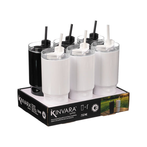 Vaso Pajita 750ml surtido Blanco Negro