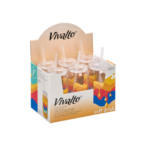 Vaso Tapa Pajita Cristal Soft Drink 600ml