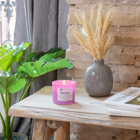 Vela Perfumada Relax Lavanda Vaso Vidrio 90g Casa de los Aromas