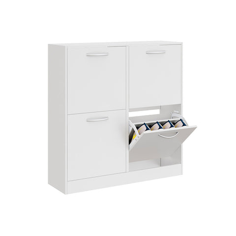 Zapatero de Madera 2 Pisos 4 Puertas Blanco 80×24×82cm