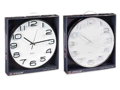 Reloj Redondo 32cm Plata/Negro Surtido