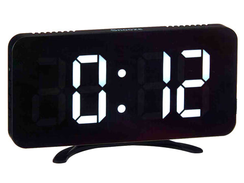 Reloj Digital de Espejo Negro Plástico 1,5 x 15,7 x 7,7cm