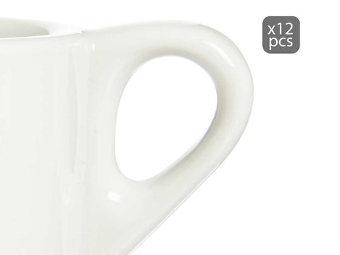 Set 6 Tazas de Café Porcelana Blanca con Plato 200ml
