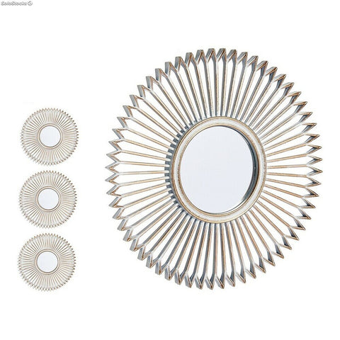 Set 3 Espejos de Pared color Dorado Blanco Plástico 25cm